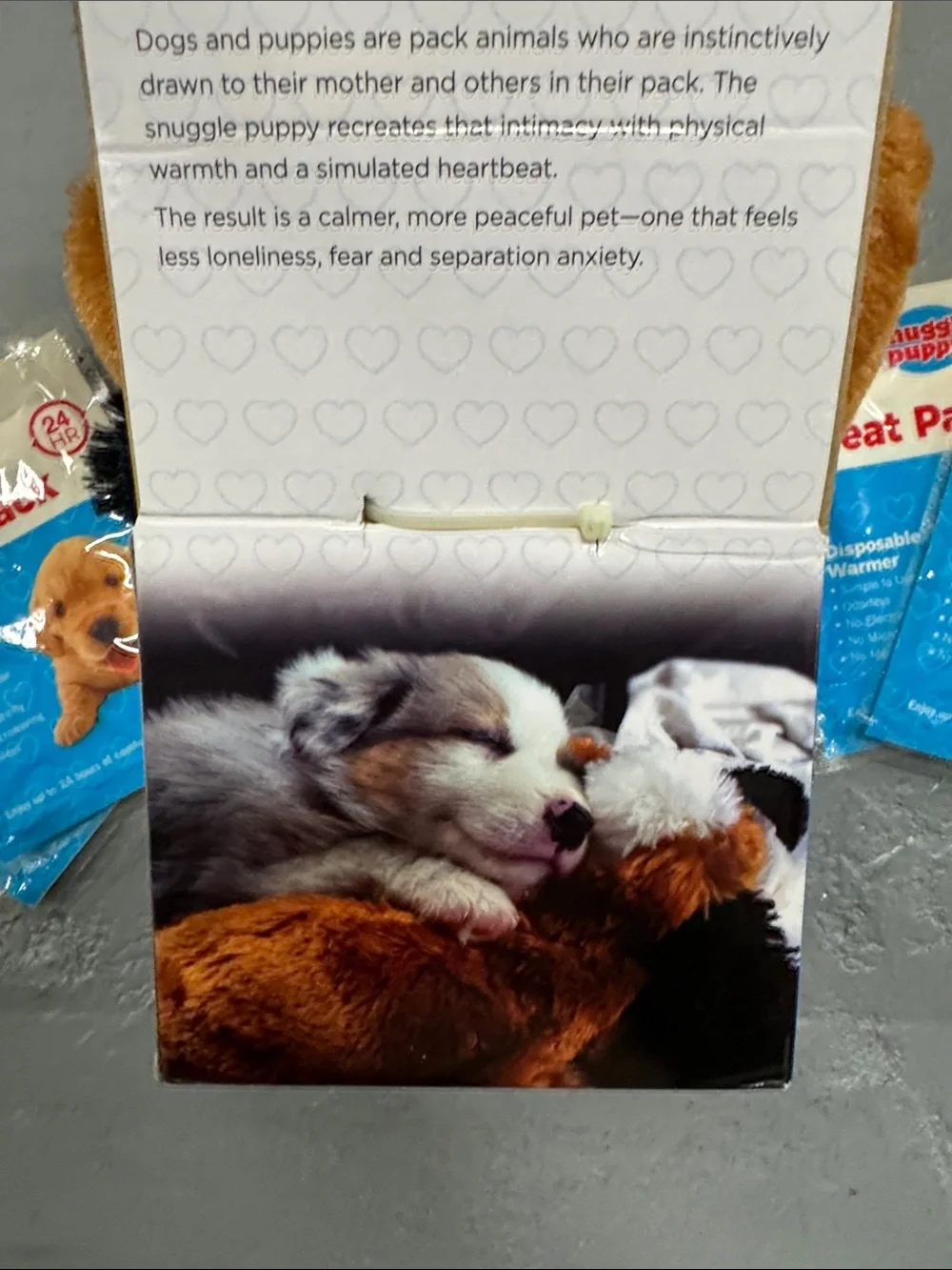 Snuggle Puppy Plush Calming Toy with 4 extra Heat Packs for Dogs & Puppies NEW